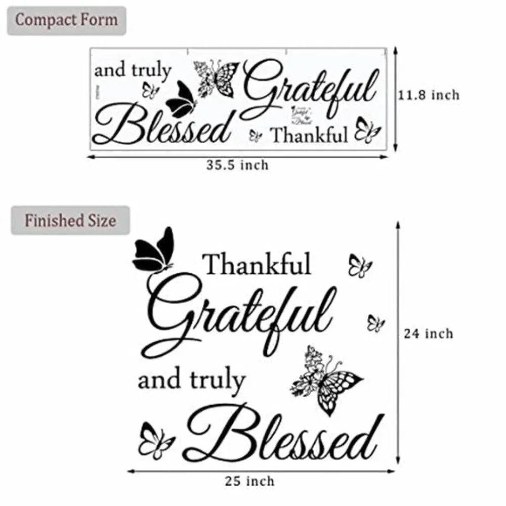 Inspirational Wall Decor Thankful Grateful Truly Blessed Vinyl Lettering Home